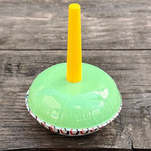 Vintage 1950s USA Toy Metal Tin Litho Circus Clown Face Rattle Noise Maker Party - Picture 5 of 6